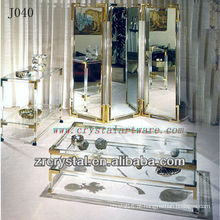 K9 Mesa de Cristal e Armário com Bordas Douradas